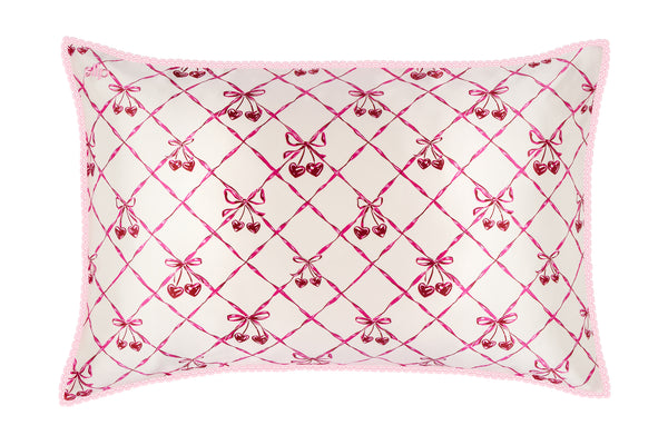 Sweet Cherry Queen Zippered Pillowcase with Lace Trim