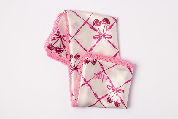 Sweet Cherry Queen Zippered Pillowcase with Lace Trim
