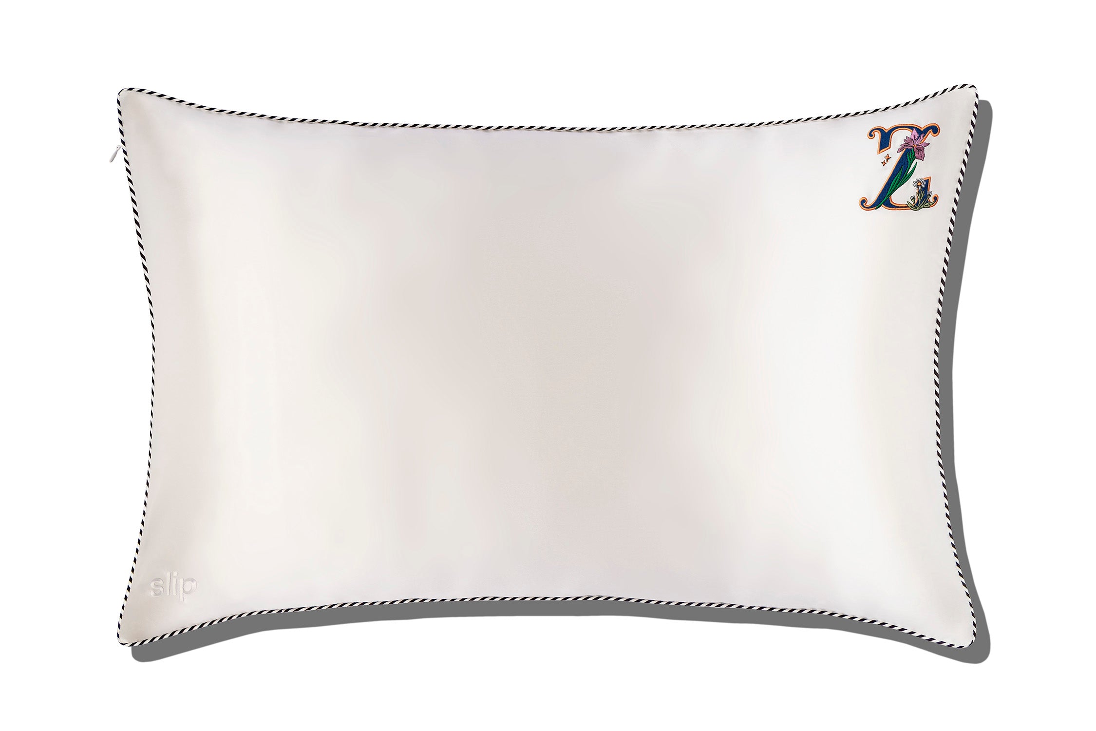 Initial Collection White Queen Zippered Pillowcase Slip CA