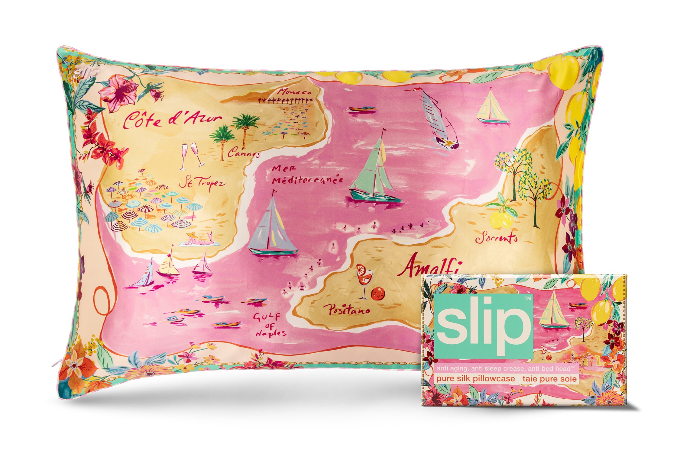 SLIP PURE SILK PILLOWCASE - BEACH CLUB - QUEEN - ZIPPERED – Slip CA