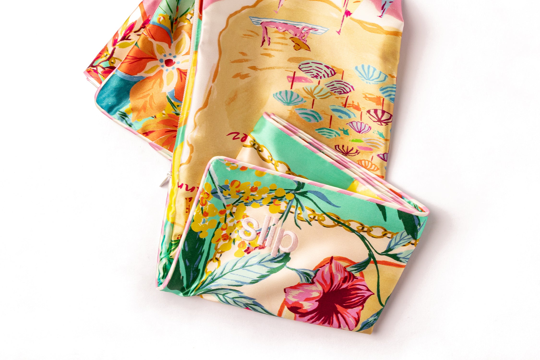 SLIP PURE SILK PILLOWCASE - BEACH CLUB - QUEEN - ZIPPERED – Slip CA